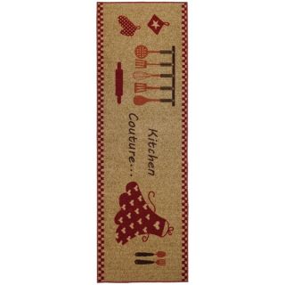 Kitchen Couture Red Ivory Non Slip Kitchen Runner Rubber Back Rug (18