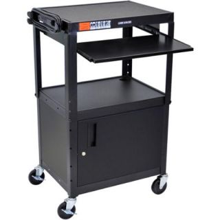 Luxor Steel Adjustable Height A/V Cart with Cabinet and Pullout Keyboard Tray
