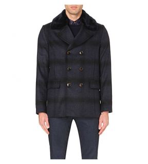 TED BAKER   Arion checked wool blend peacoat