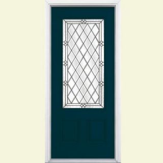Masonite 36 in. x 80 in. Halifax Three Quarter Rectangle Painted Smooth Fiberglass Prehung Front Door with Brickmold 30872