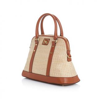 Emma Fox Straw Satchel with Leather Trim   7994275