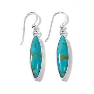 Jay King Marquise Shaped Turquoise Drop Sterling Silver Earrings   7778909