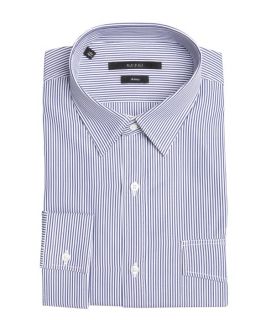 Gucci Navy And White Pinstripe Cotton Point Collar Dress Shirt (323900501)