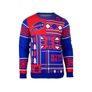 Officially Licensed NFL Patches Crew Neck Ugly Sweater   Bills   7766053