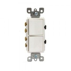 Leviton 5643 W Light Switch, Decora Combination Switch, Double Rocker, 3 Way   White