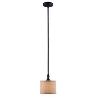 World Imports Jaxson Collection Oil Rubbed Bronze Pendant with Crafty Burlap Fabric Shade 9771 88