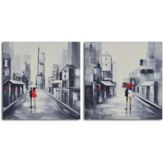 My Art Outlet 'Same Love, Different Day' 2 Piece Original Painting on Wrapped Canvas Set