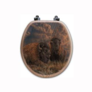 Distant Thunder Bison Round Closed Front Wood Toilet Seat in Oak Brown TS O DTB R AB