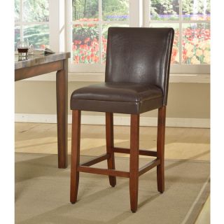 HomePop 24 inch Luxury Black Faux Leather Barstool