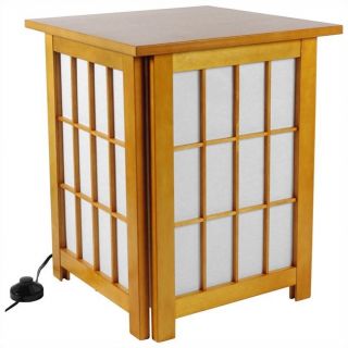 Oriental Furniture 19" Hokkaido End Table Shoji Lamp in Honey   ACET Honey