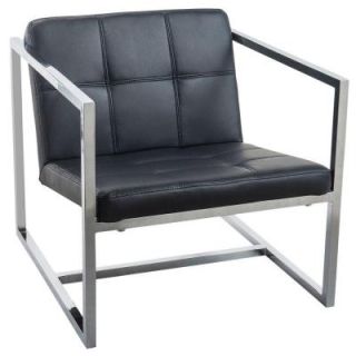 Worldwide Homefurnishings Bonded Leather and Chrome Accent Chair in Black 403 944BK