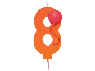 Club Pack of 12 Orange Molded Numeral "8" With Red Balloon 3.5"