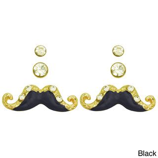 Kate Marie Goldtone Mustache Earrings (Set of 3)