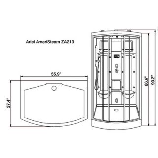 Ariel Bath Sliding Door 85 x 56 x 38 Steam Shower with Right Side