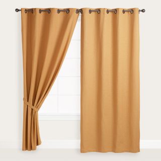 Gold Bori Cotton Grommet Top Curtains, Set of 2