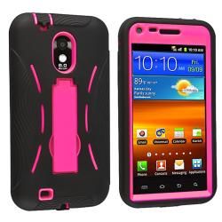 INSTEN Pink/ Black Hybrid Phone Case Cover with Stand for Samsung Epic