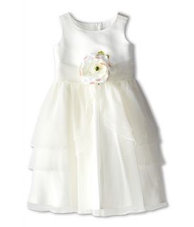 Us Angels Tank Top Dress w/ Layers of Organza Skirt (Toddler) Ivory/Ivory