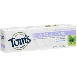 Tom's Of Maine Whole Care Spearmint Fluoride Toothpaste, 4.7 oz