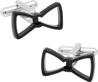 Mens Cufflinks Inc Cool Cut Bowtie Cufflinks   Black