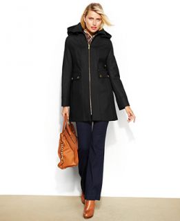 MICHAEL Michael Kors Zip Front Hooded Wool Blend Coat   Coats   Women