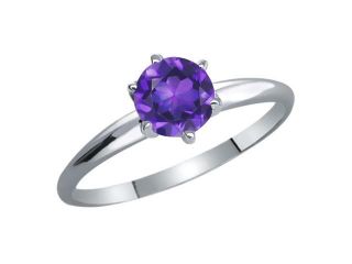 0.45 Ct Round Purple Amethyst 925 Sterling Silver Ring