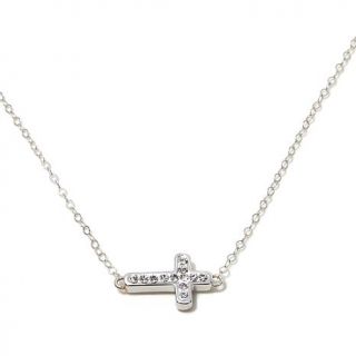 Michael Anthony Jewelry® 14K White Gold Crystal Accented East West Cross Dr   7898341