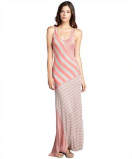 Romeo & Juliet Couture Coral And Heather Striped Jersey Maxi Dress (323653902)