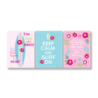 The Kids Room 3 Piece Keep Calm and Surf On Trio Wall Plaque Set by