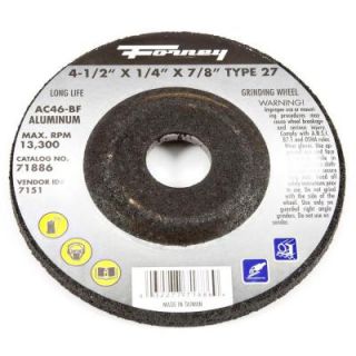 Forney 4 1/2 in. x 1/4 in. x 7/8 in. Aluminum Type 27 AC46 BF Grinding Wheel 71886