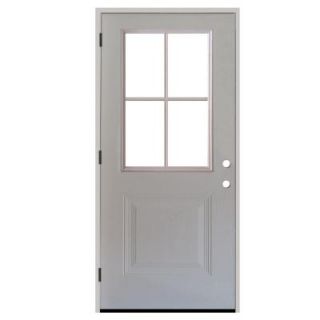 Steves & Sons 32 in. x 80 in. Premium 4 Lite 1 Panel Primed White Steel Prehung Front Door S21H 4LP 32 6R0