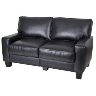 Serta RTA Santa Rosa Collection Bonded Leather 72 in. Sofa in Black/Espresso CR43878P