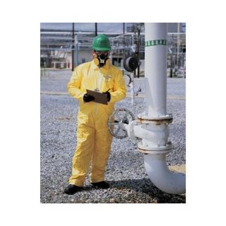 DuPont Yellow Tychem QC Chemical Protection Coveralls With Serged Seams, Storm Flap Over Front Zipper Closure, Elastic Wrists And Elastic Ankles