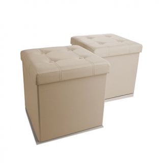 Faux Leather Folding Storage Ottoman 2 pack with 1 Divider   7798223