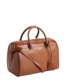 Saint Laurent Havana Brown Leather Convertible Top Handle Duffel Bag (328508901)
