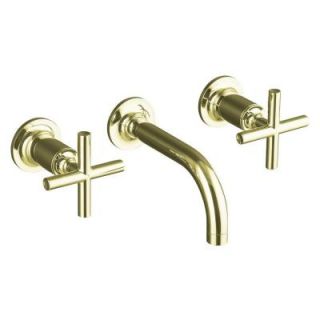 KOHLER Purist Wall Mount 2 Handle Bathroom Faucet Trim Kit in Vibrant French Gold K T14412 3 AF