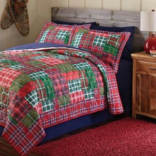 Mainstays Holiday Plaid Printed Bedding Quilt Set, Green
