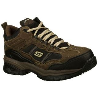 Skechers Soft Stride   Canopy Men Size 8.5 Brown/Black Leather Work Shoe 77027EW