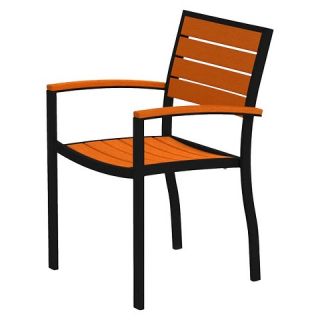 Polywood® Euro 2 Piece Patio Dining Arm Chair Set   Black Frame