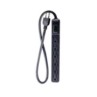 Power By Go Green 6 Outlet Mini Surge Protector with 90 Joules 2.5 ft. Cord   Black GG 16103MINBK