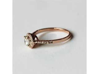 mm Round Moissanite Ring 14K Rose Gold Ring Diamond Wedding Ring Moissanite Engagement Ring Anniversary Ring