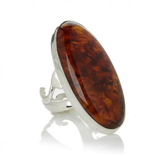 Jay King Oval Amber Sterling Silver Scroll Ring   7817364