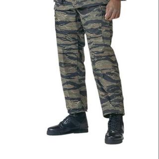 Tiger Stripe Camo BDU Pants, Military Fatigues, Large