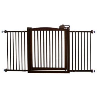 Richell Adjustable Wide Wood One Touch Pet Gate 150 in Dark Brown 94172
