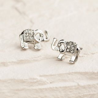 Silver Elephant Stud Earrings