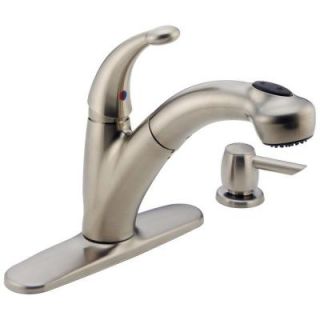 Delta Cicero Single Handle Pull Out Sprayer Kitchen Faucet with Soap Dispenser in Stainless 468 SSSD DST