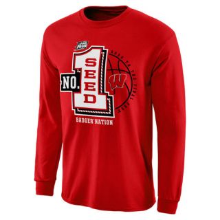 Wisconsin Badgers Cardinal 2015 NCAA Mens Basketball Tournament #1 Seed Long Sleeve T Shirt