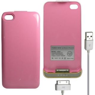 Power Bank iPhone 4/4S Battery Case 2400mAh   Pink