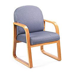 Boss Wood Reception Room Chair 34 H x 24 W x 22 12 D Oak Frame Gray Fabric