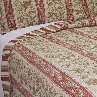 J&J Bedding Cary Floral Stripe Quilt; Queen