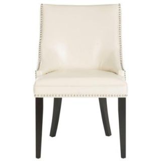 Safavieh Afton Birchwood Bicast Leather Side Chair in Flat Cream (Set of 2) MCR4715D SET2